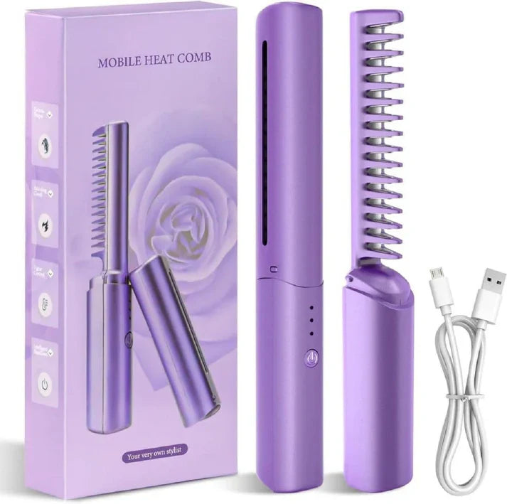 2 in 1 Mini Wireless Hot Hair Comb