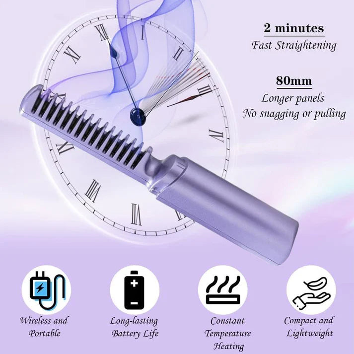 2 in 1 Mini Wireless Hot Hair Comb